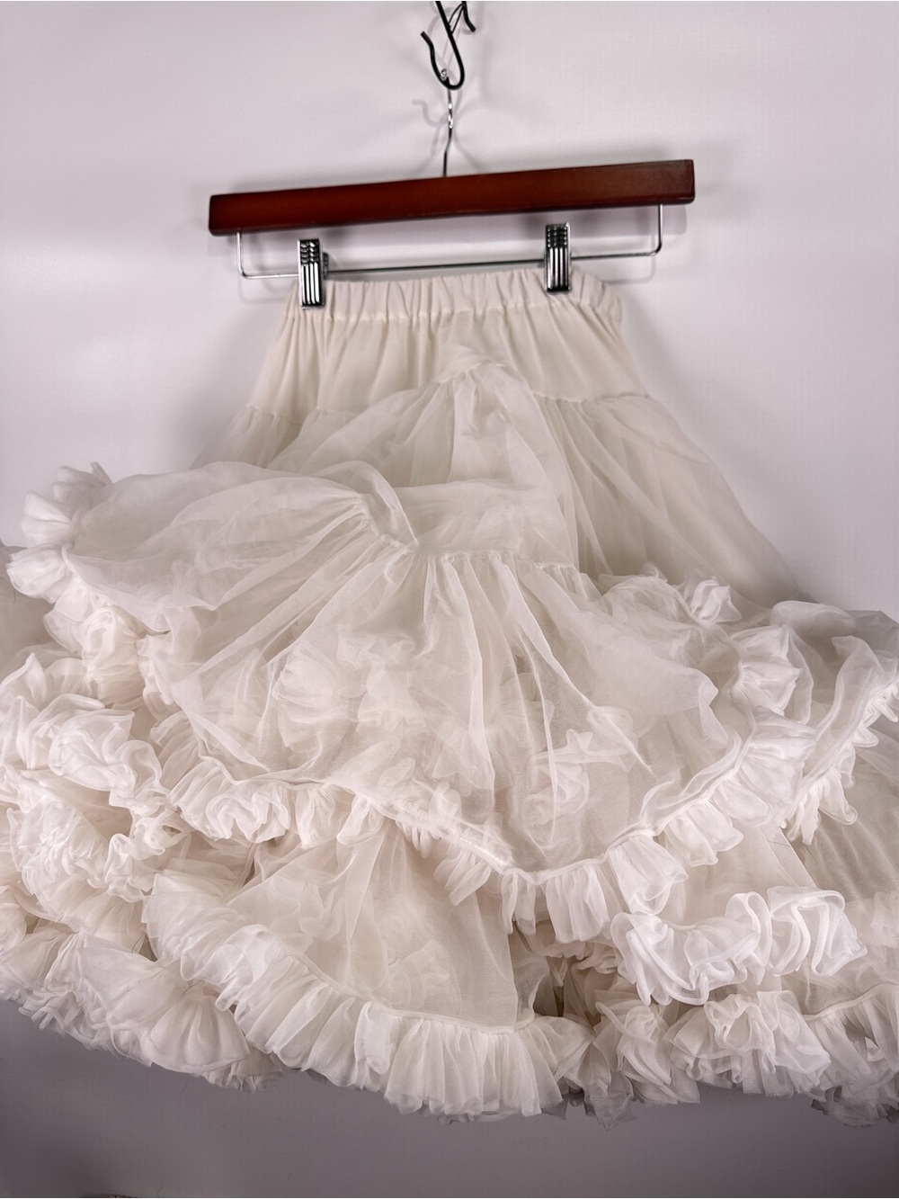 Sam's Vintage Ruffled Crinoline Petticoat Skirt Nylon Tulle White Vintage Medium - Picture 5 of 11